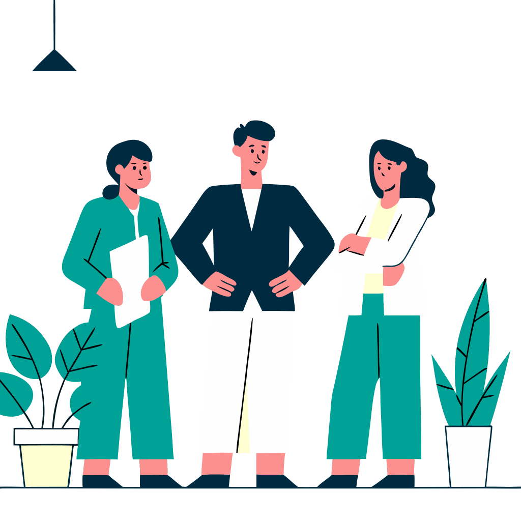 Team discussing—professionals in business attire